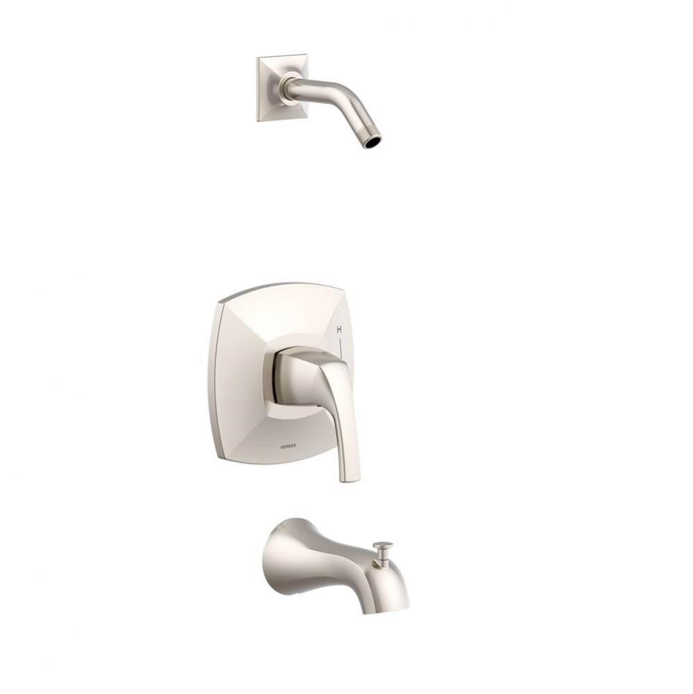 Vaughn 1H Tub &amp; Shower Trim Kit &amp; Treysta Cartridge Less Showerhead Brushed Nickel