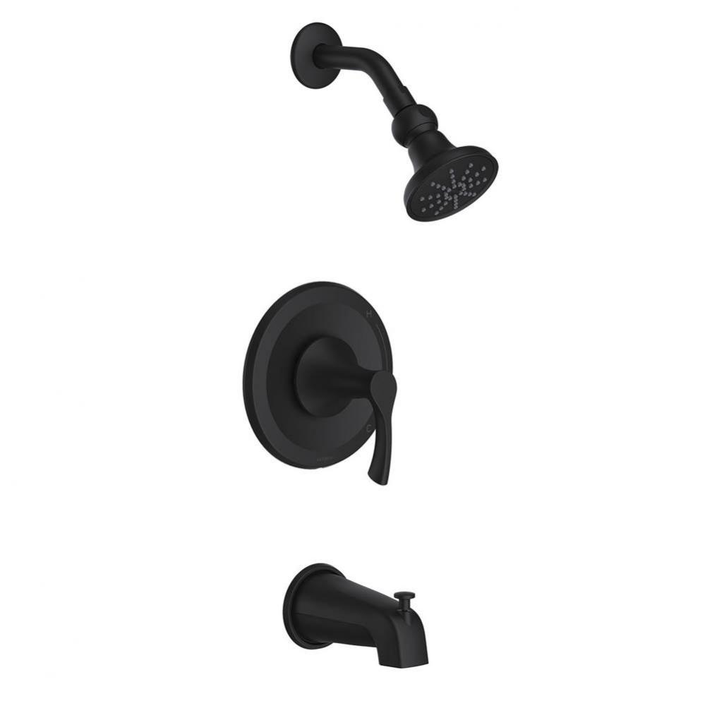 Antioch 1H Tub &amp; Shower Trim Kit w/ Diverter on Spout &amp; Treysta Cartridge 1.75gpm Satin Bl