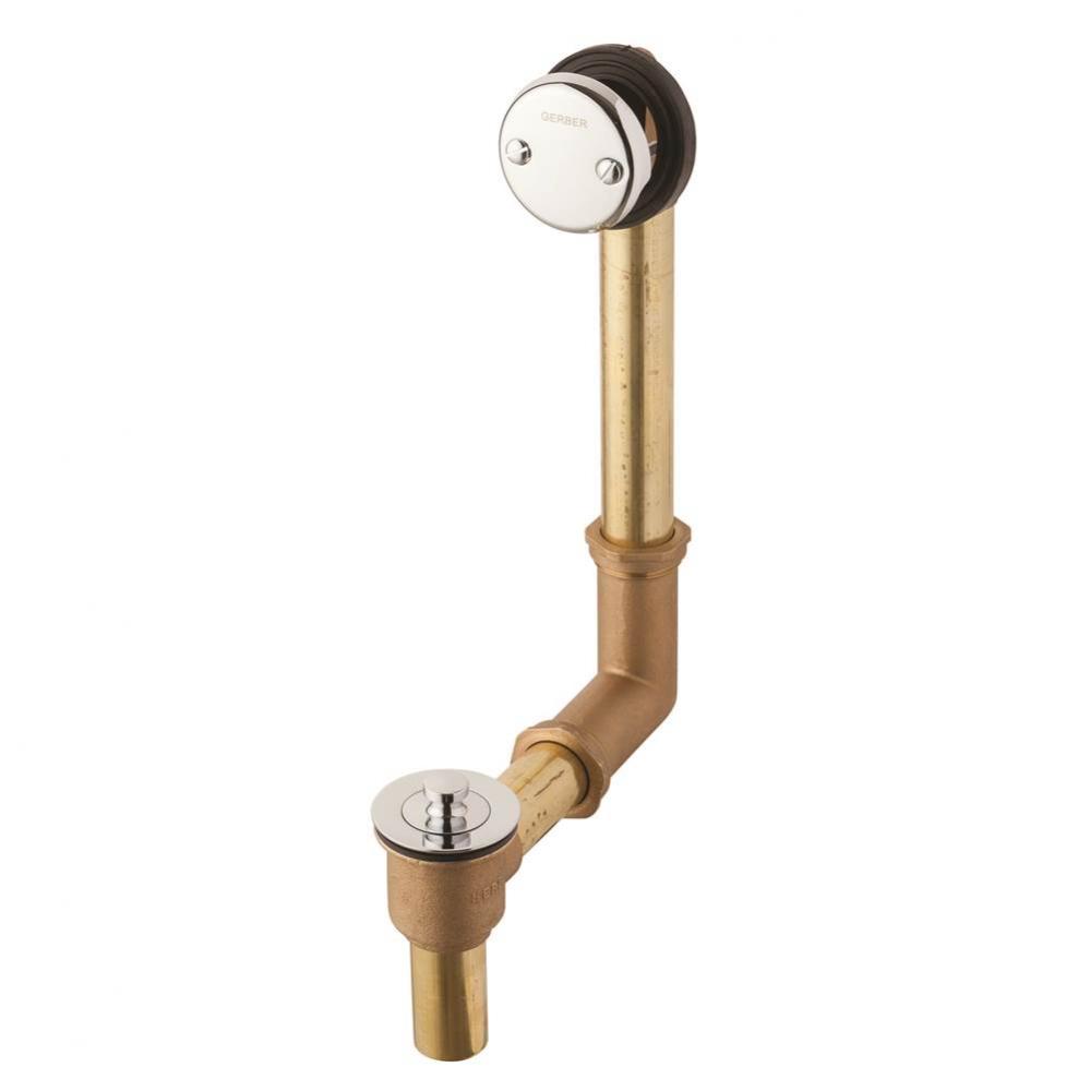 Gerber Classics Lift &amp; Turn Drain in Shoe for Standard Tub with 2 Inch Longer Shoe Tube Chrome