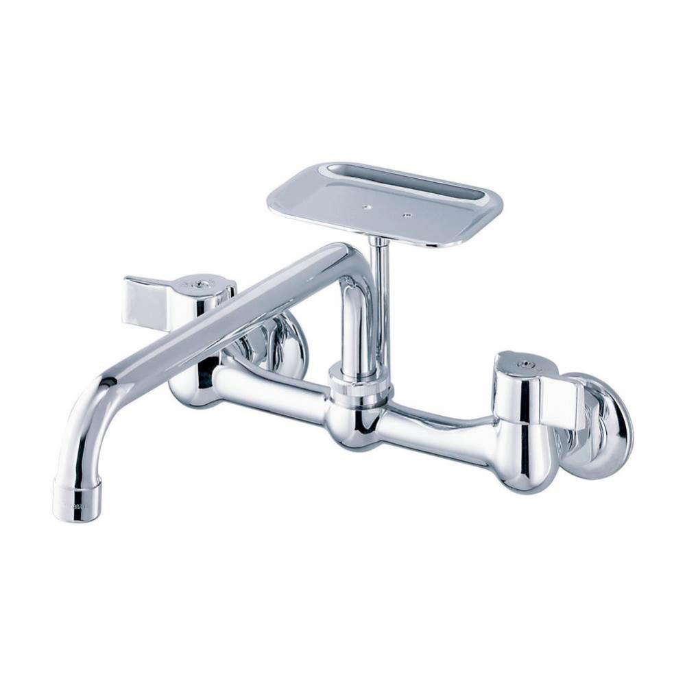 Gerber Classics 2H Wall Mount Kitchen Faucet w/ 8&apos;&apos; Spout &amp; Soap Dish 1.75gpm Chrome