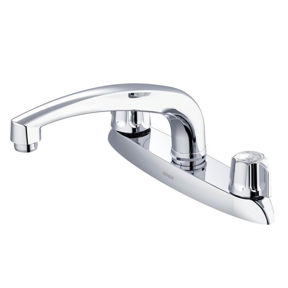 Gerber Classics 2H Kitchen Faucet Deck Plate Mounted w/out Spray &amp; w/ Metal Fluted Handles 1.7