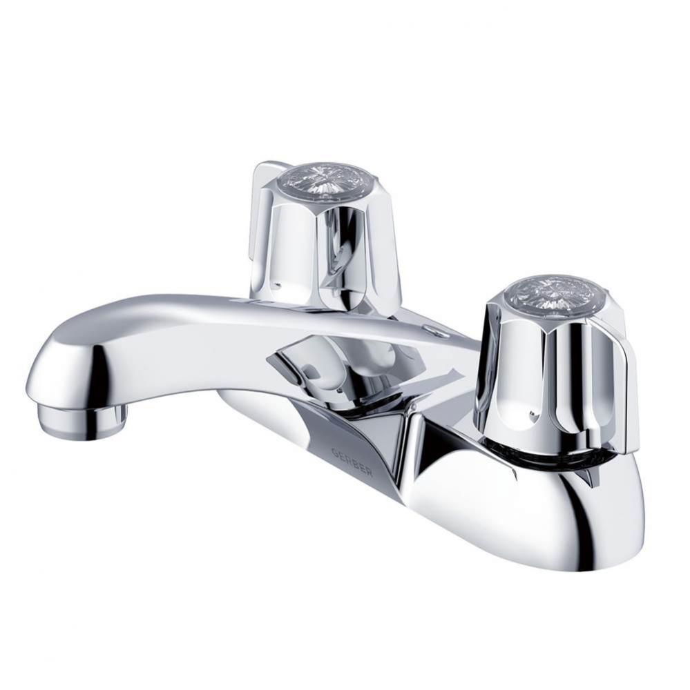 Gerber Classics 2H Centerset Lavatory Faucet w/ Metal Fluted Handles &amp; Less Drain w/ Button 1.