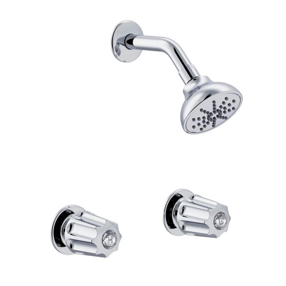 Gerber Classics Two Metal Fluted Handle Sliding Sleeve Threaded Escutcheon Shower Only Fitting wit