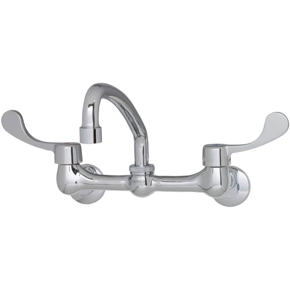 Commercial 2H Wall Mounted Kitchen Faucet W/ Wrist Blade Handles And 8&apos;&apos; Swing Spout 1.7