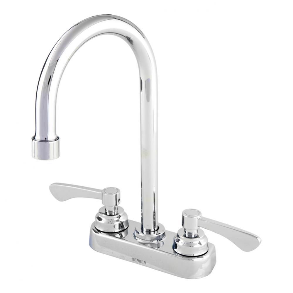Commercial 2H Centerset Lavatory Faucet W/ Gooseneck Spout And Grid Strainer 0.5Gpm Chrome