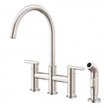 Gerber Plumbing D424458SS - Parma 2H Bridge Kitchen Faucet w/ Spray 1.75gpm Stainless Steel