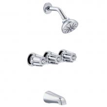Gerber Plumbing G0748031 - Gerber Classics Three Metal Fluted Handle Threaded Escutcheon Tub & Shower Fitting with Sweat