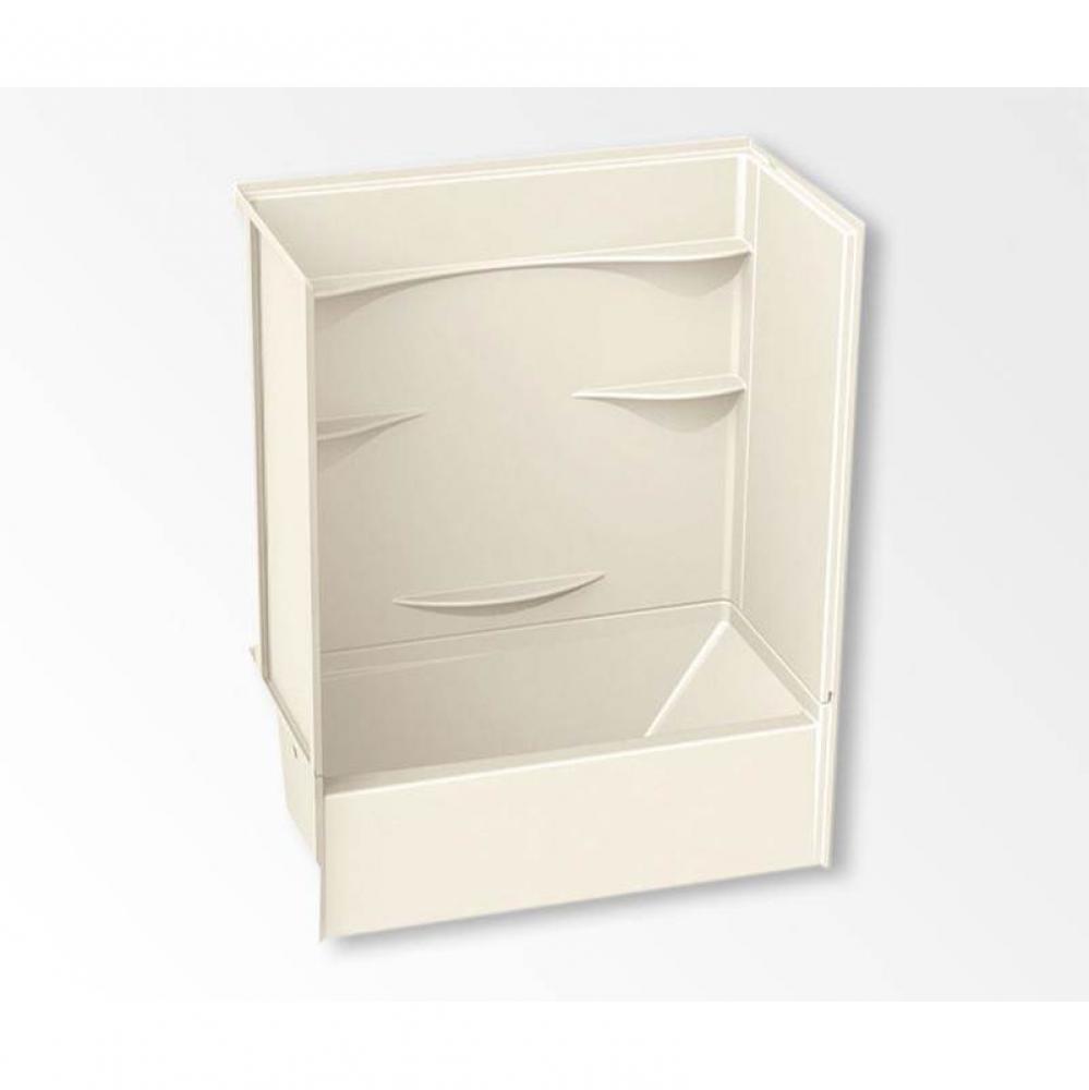 260304PSM AFR 60 x 30 AcrylX Alcove Left-Hand Drain Four-Piece Tub Shower in Almond