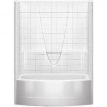 Aquatic 6036BSTML-WH - Gelcoat Smth Tile Bowed Afr Tub-Shwr