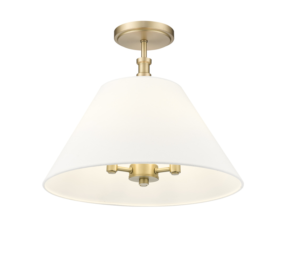 Adorra 16&#34; Wide 3-Light Semi Flush - Vintage Brass