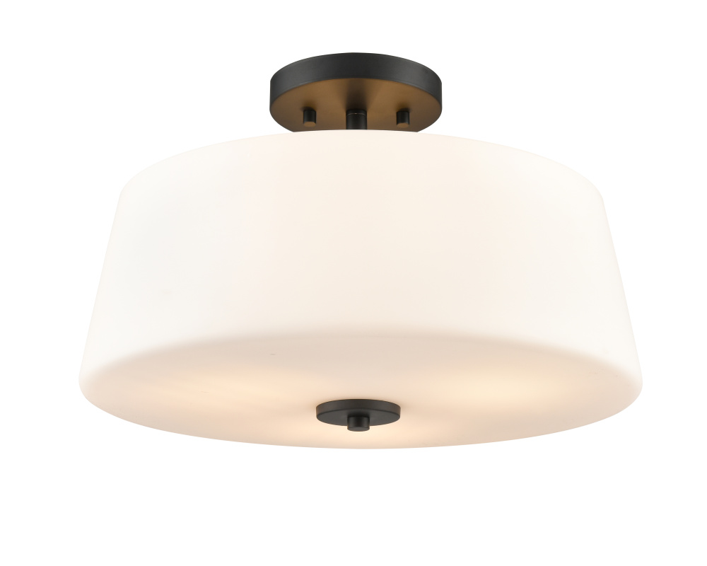 Laphia 15.75&#34; Wide 3-Light Semi Flush - Matte Black