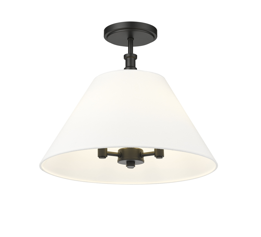 Adorra 16&#34; Wide 3-Light Semi Flush - Matte Black