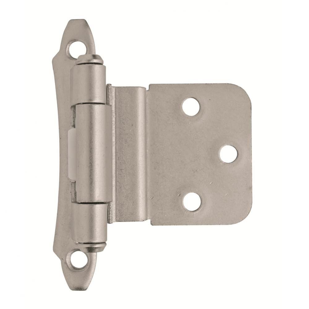 3/8in (10 mm) Inset Self-Closing, Face Mount Satin Nickel Hinge - 2 Pack
