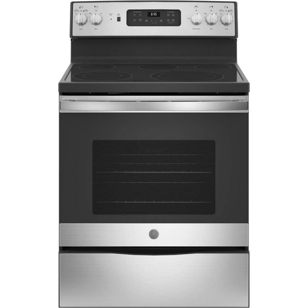 GE 30&apos;&apos; Free-Standing Electric Convection Fingerprint Resistant Range