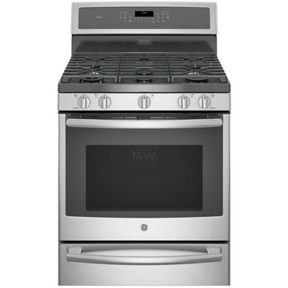 GE Profile 30&apos;&apos; Smart  Dual-Fuel Free-Standing Convection Range with Warming Drawer
