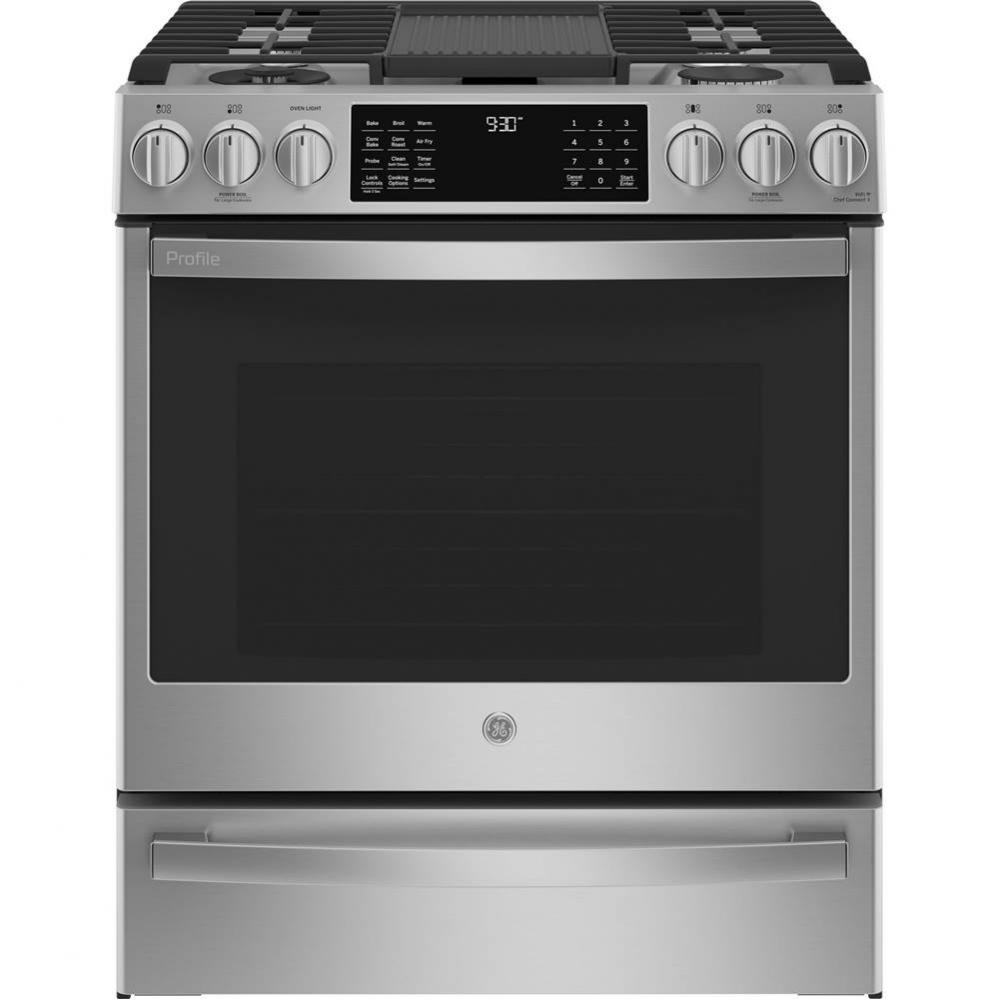30&apos;&apos; Smart Dual Fuel Slide-In Front-Control Fingerprint Resistant Range