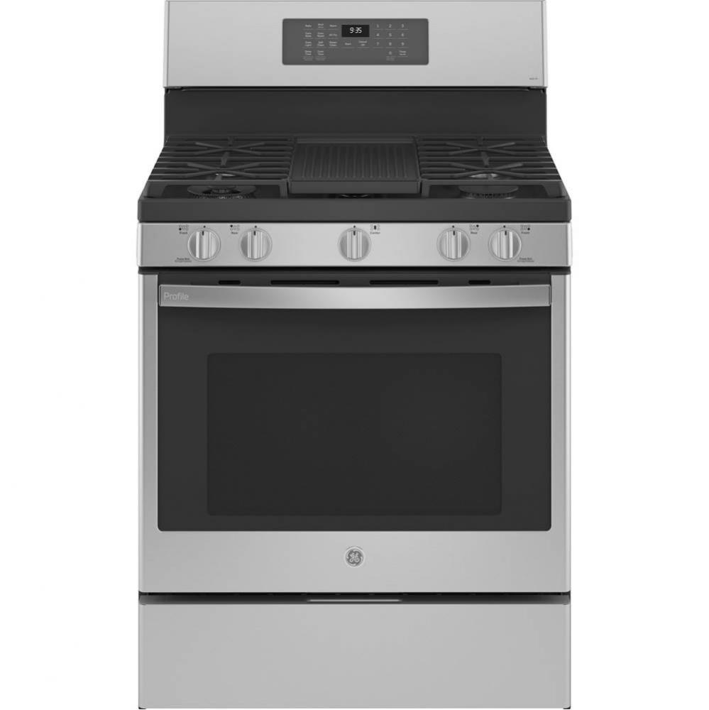 Smart 30&apos;&apos; Free-Standing Self Clean Gas Fingerprint Resistant Range With No Preheat Air