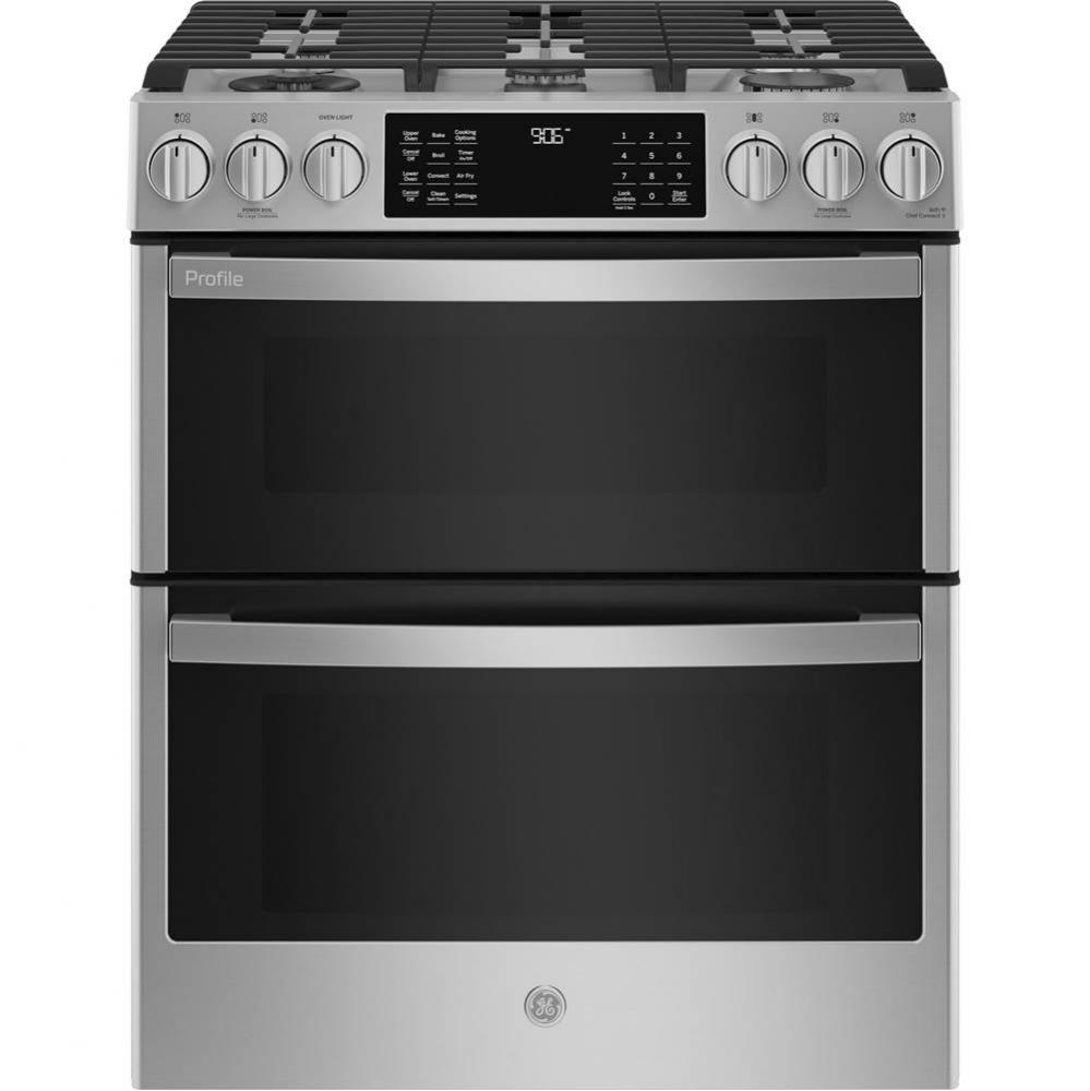 30&apos;&apos; Smart Slide-In Front-Control Gas Double Oven Convection Fingerprint Resistant Range