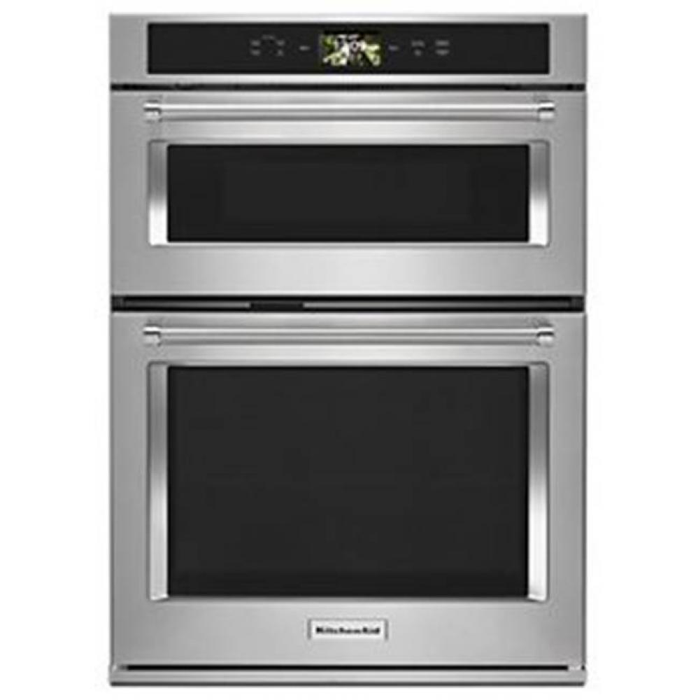 30&apos;&apos; Connected Combo Wall Oven, Wifi, Touch Lcd, Powered Accessories, 1.4 Cu. Ft Upper M
