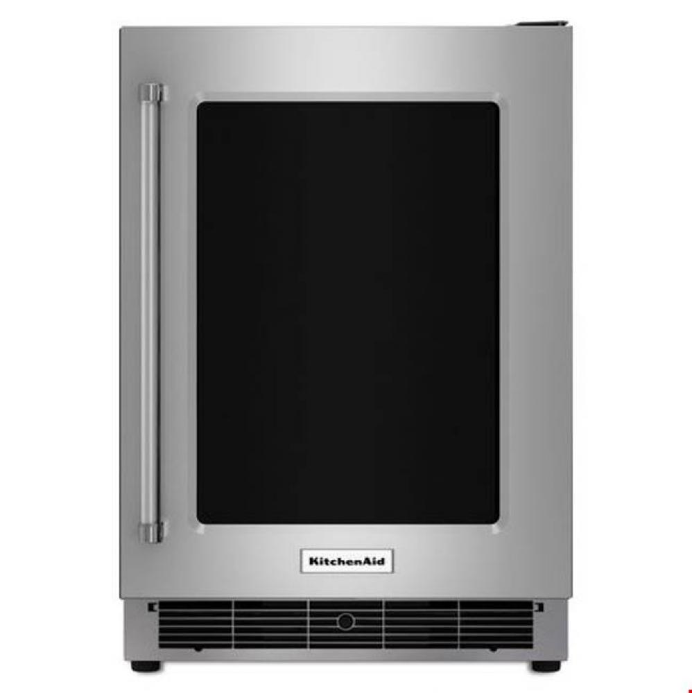 24&apos;&apos; Undercounter Refrigerator with Glass Door and Metal Trim Shelves