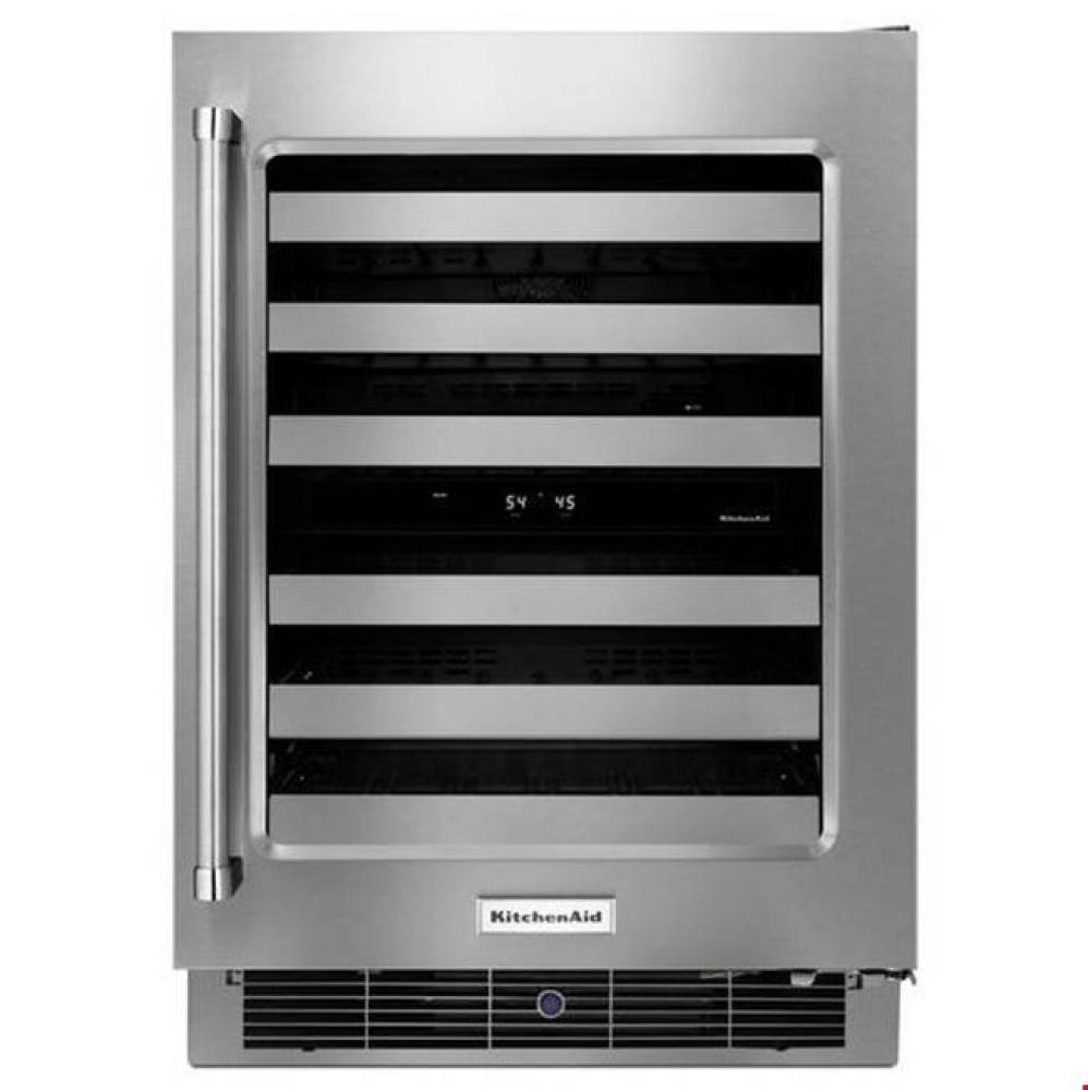 24&apos;&apos; Stainless Steel Wine Cellar with Metal-Front Racks