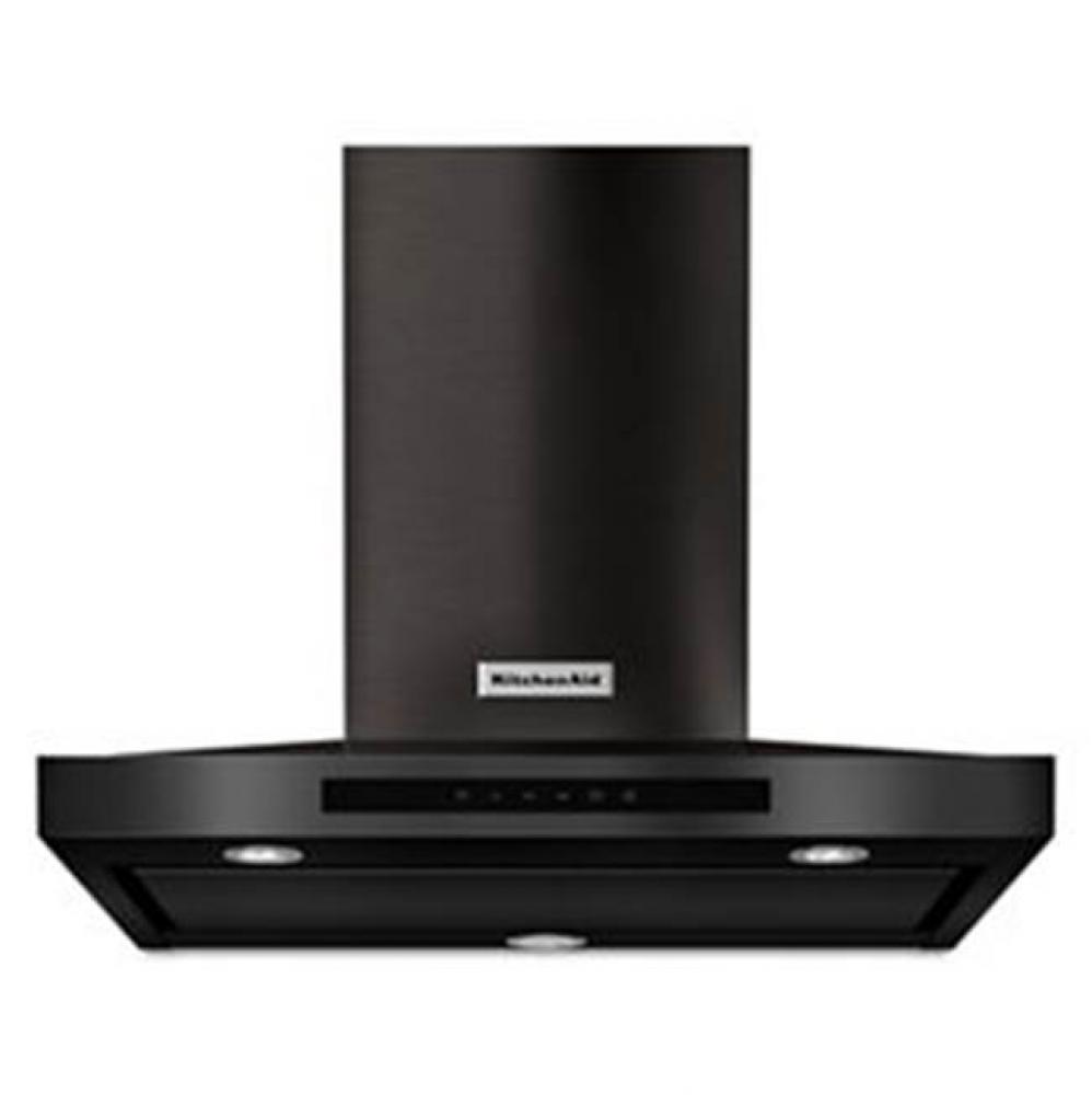 30&apos;&apos; Black Stainless Steel Wall Canopy, 600 Cfm, 3-Speed Glass Capacitive Touch Led Cont