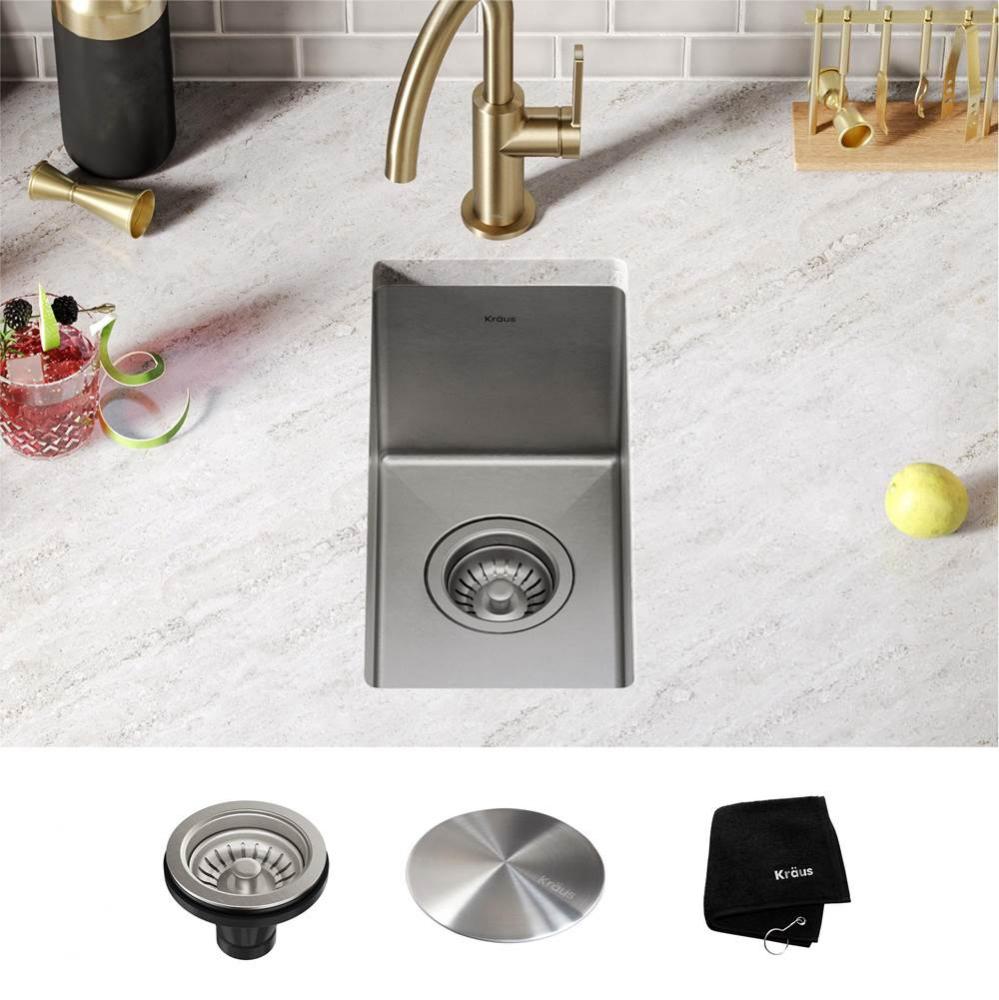 Standart PRO 10&apos;&apos; Undermount 16 Gauge Stainless Steel Single Bowl Bar Prep Kitchen Sink