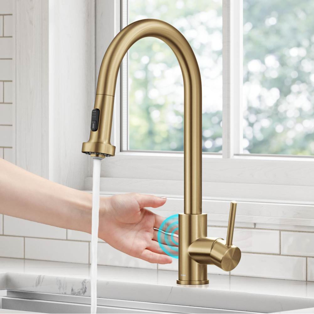 Bolden Touchless Sensor 2-Function Single Handle Pull Down Kitchen Faucet in Spot-Free Brushed Bra
