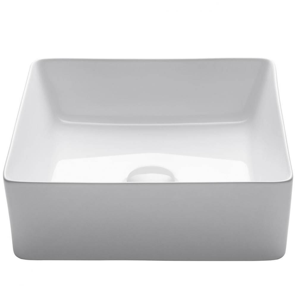 Viva Square White Porcelain Ceramic Vessel Bathroom Sink, 15 5/8 in. L x 15 5/8 in. W x 5 1/8 in.