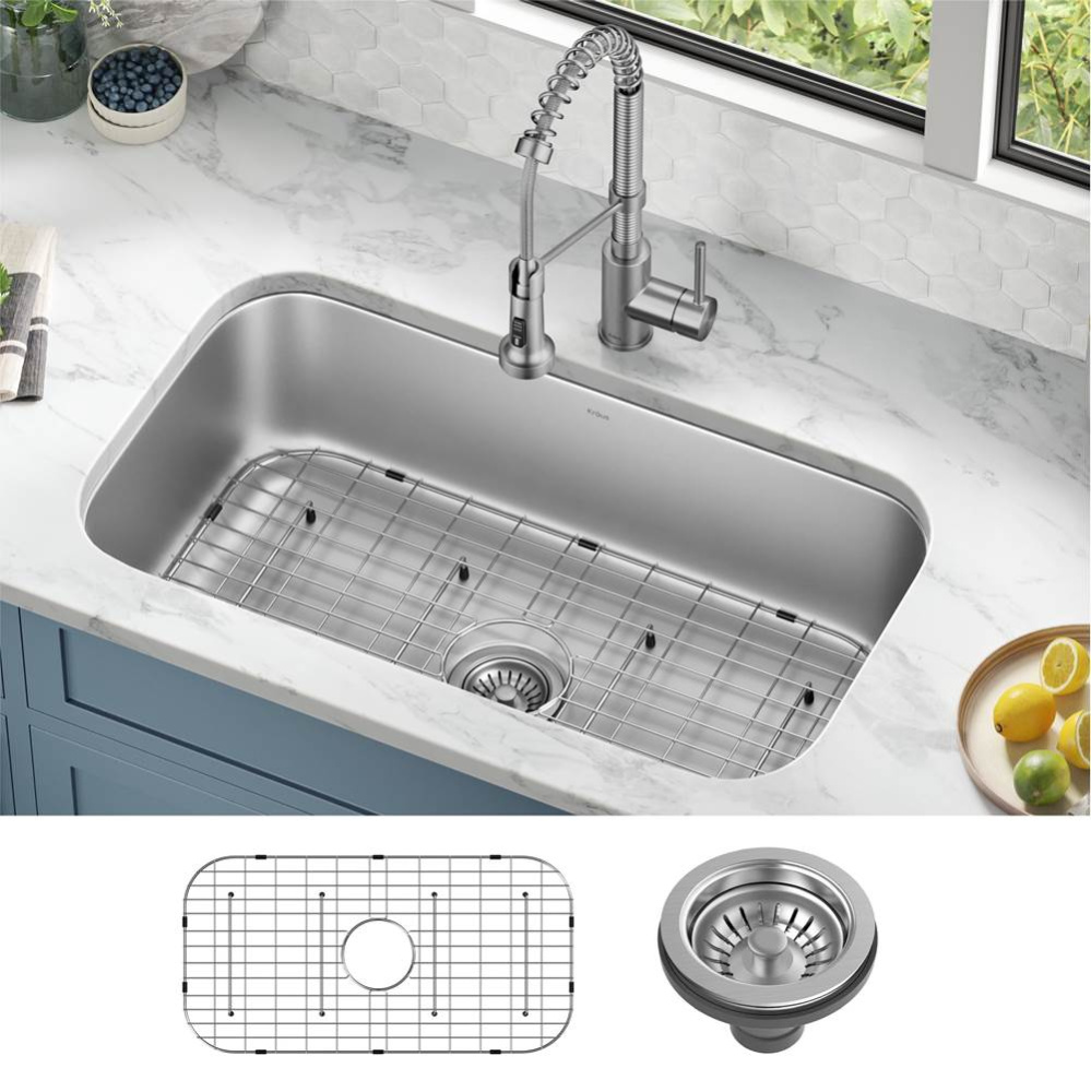 Premier 32&apos;&apos; Undermount 18-Gauge Stainless Steel Single Bowl Kitchen Sink