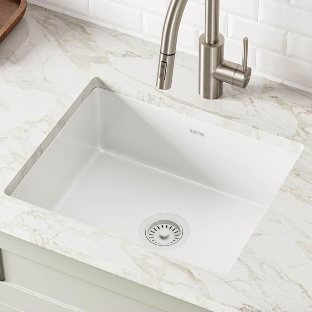 Pintura 21&apos;&apos; Undermount Porcelain Enameled Steel Single Bowl Kitchen Sink in White