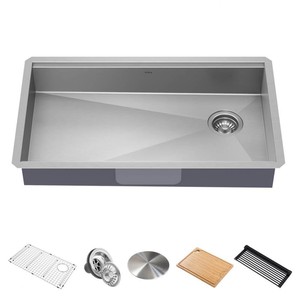 Kore ADA Workstation 32&apos;&apos; Undermount 16 Gauge Stainless Steel Single Bowl Kitchen Sink w