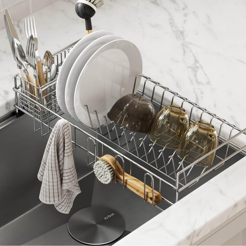 KRAUS&#xae; Workstation Kitchen Sink Dish Drying Rack Drainer and Utensil Holder in Stainless Stee