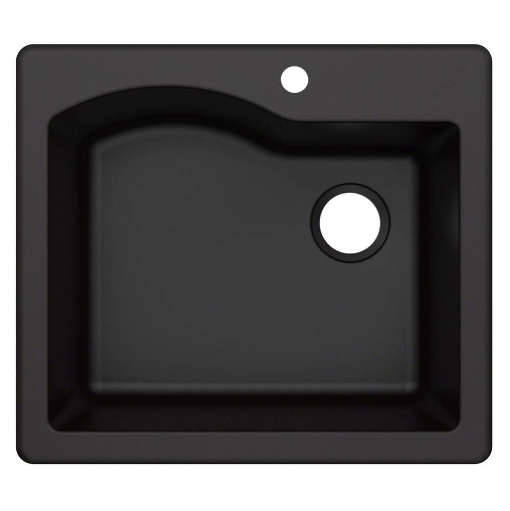 Quarza 25&apos;&apos; Dual Mount Single Bowl Granite Kitchen Sink in Black