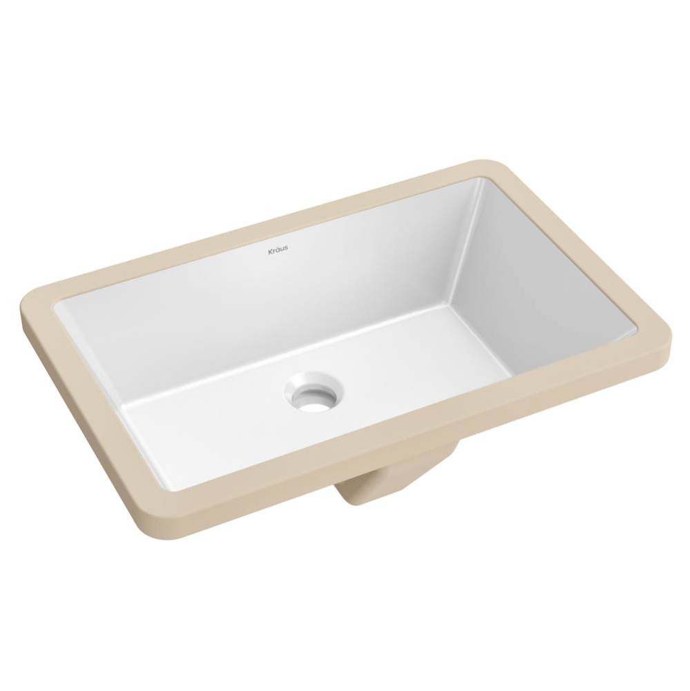 Elavo 21.125 in. Rectangular Porcelain Ceramic Undermount Bathroom Sink in White with Overflow Dra