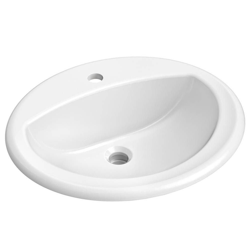 Elavo 20.5 in. Oval Porcelain Ceramic Self-Rimming Drop In Bathroom Sink in White with Overflow Dr