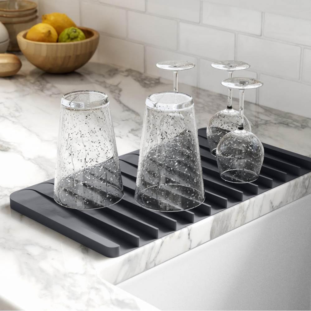 Roll Up Dish Drying Rack with Self-Draining Silicone Dish Drying Mat and Silicone Soap Dish Holder