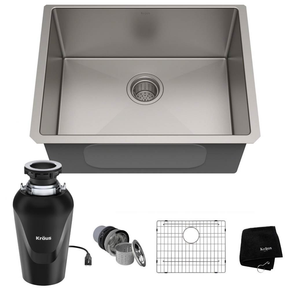 KRAUS Standart PRO 23-inch 16 Gauge Undermount Single Bowl Stainless Steel Kitchen Sink with Waste