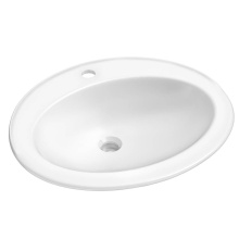 Kraus KCT-101 - Elavo 22 in. Oval Porcelain Ceramic Self-Rimming Drop In Bathroom Sink in White with Overflow Drai