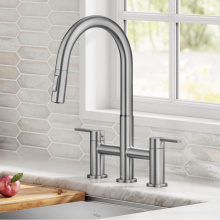 Kraus KPF-3122SFS - Oletto Bridge Kitchen Faucet with Pull-Down Sprayhead in Spot-Free Stainless Steel