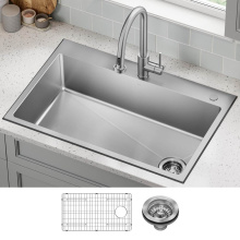Kraus KHT640-33 - Fairlane 33'' Drop In / Top Mount Single Bowl 18-Gauge Stainless Steel Kitchen Sink