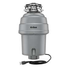 Kraus KWD210-75MGR - WasteGuard High-Speed 3/4 HP Continuous Feed Ultra-Quiet Motor Garbage Disposal with Power Cord an