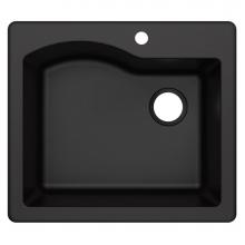 Kraus KGD-441BLACK - Quarza 25'' Dual Mount Single Bowl Granite Kitchen Sink in Black