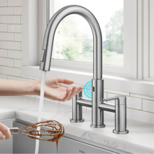 Kraus KSF-3122SFS - Oletto Touchless Sensor Bridge Kitchen Faucet with Pull-Down Sprayhead in Spot-Free Stainless Stee