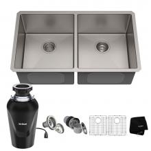 Kraus KHU102-33-100-75MB - KRAUS Standart PRO 33-inch 16 Gauge Undermount 50/50 Double Bowl Stainless Steel Kitchen Sink with