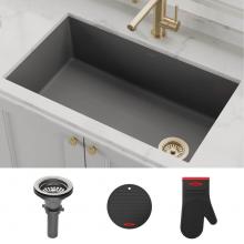 Kraus KGU-55GREY - Forteza 32'' Undermount Single Bowl Granite Kitchen Sink in Grey