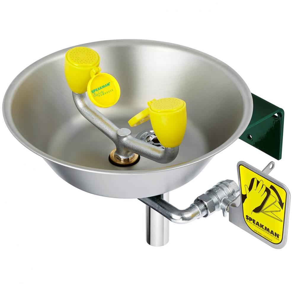 Speakman Traditional Series Eye and Face Wash Stainless Steel Bowl Wall Mount System