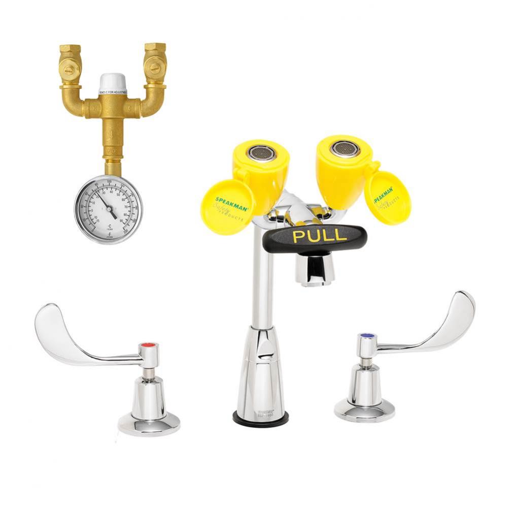 Speakman Eyesaver Classic SEF-1800-CA-8 Eyewash Faucet with 8 In. Spout and Eyewash TMV