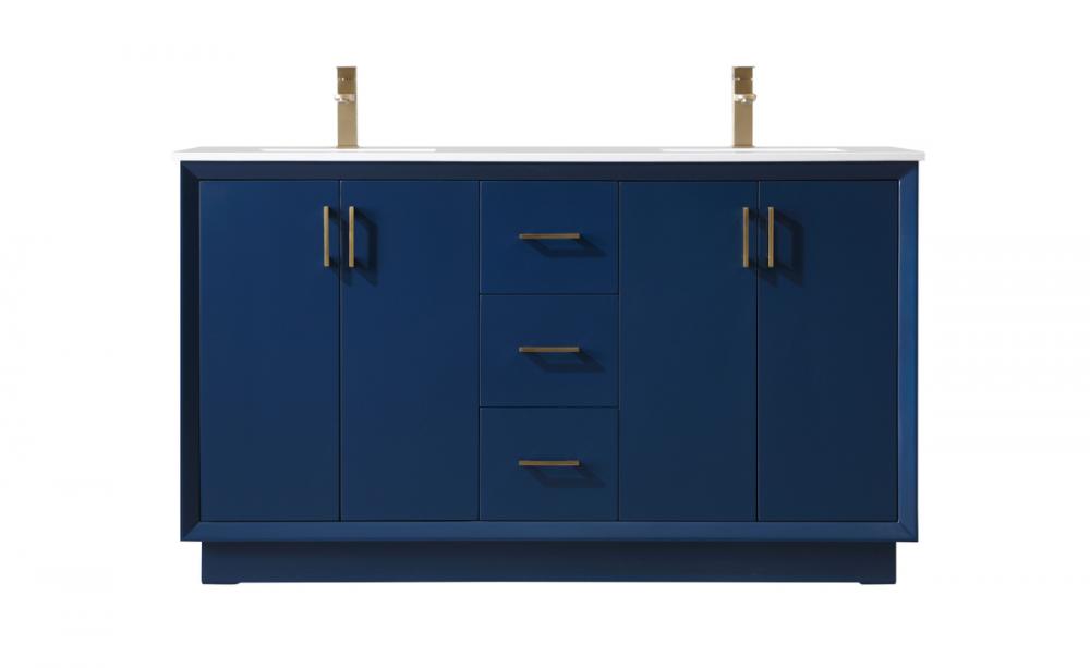 Vanity Cabinet 3Dw 4Dr 60&#34;W x 22&#34;D x 35&#34;H blue