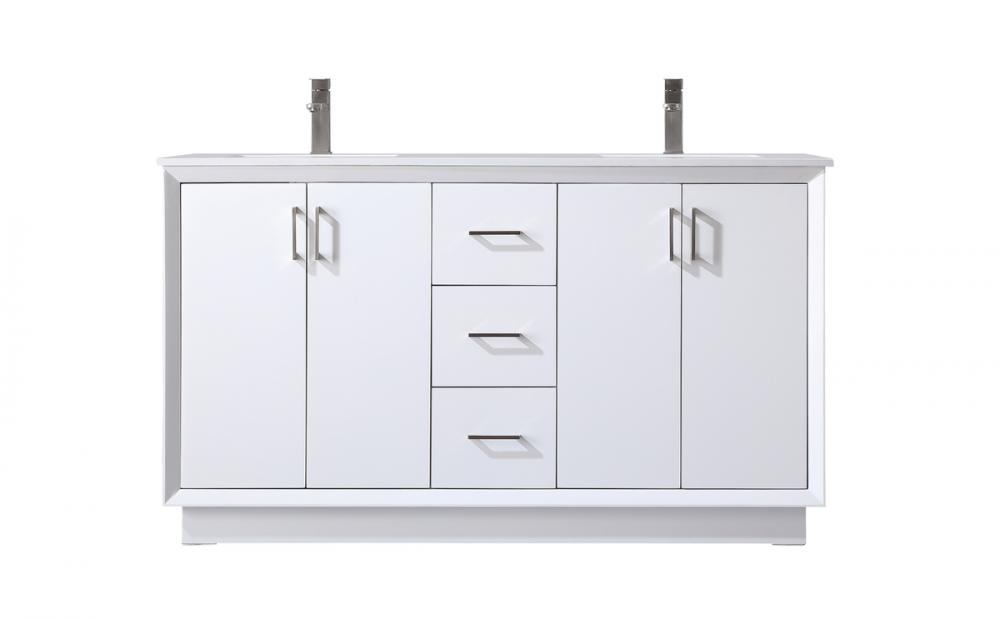 Vanity Cabinet 3Dw 4Dr 60&#34;W x 22&#34;D x 35&#34;H white